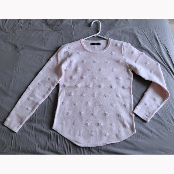 Mango Pastel Pink Crewneck Textured Pullover (XS) - Picture 1 of 9